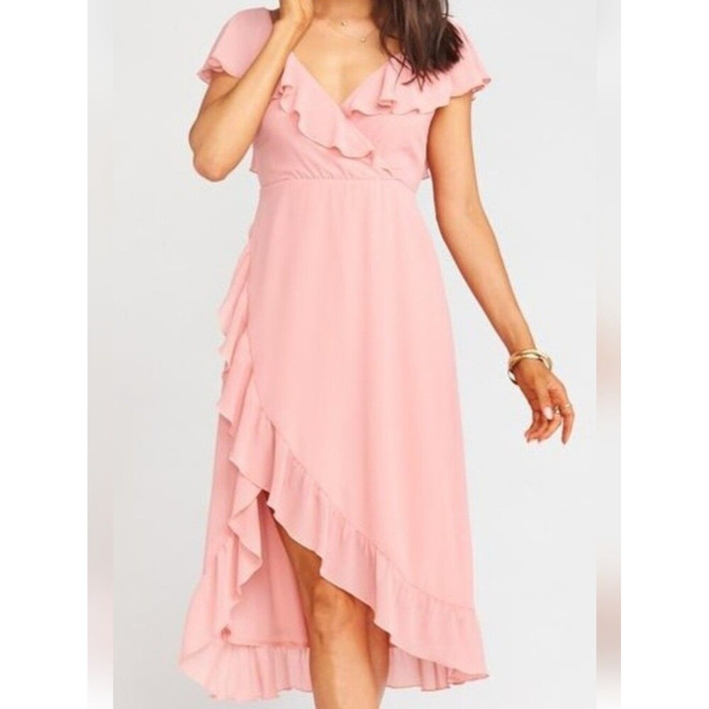 Show Me Your MuMu Blush Pink Ruffle High-Low Dress Size Medium